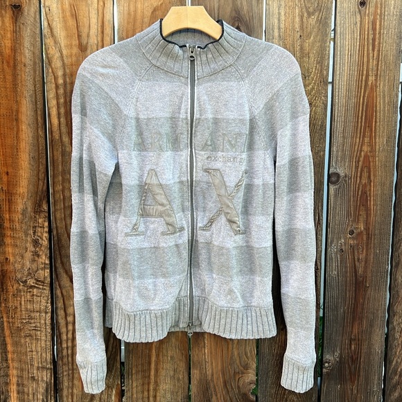 A|X ARMANI EXCHANGE Men's Striped Logo Sweater. - Picture 1 of 14